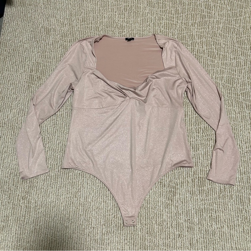Express Sparkle Pink Long Sleeve Bodysuit